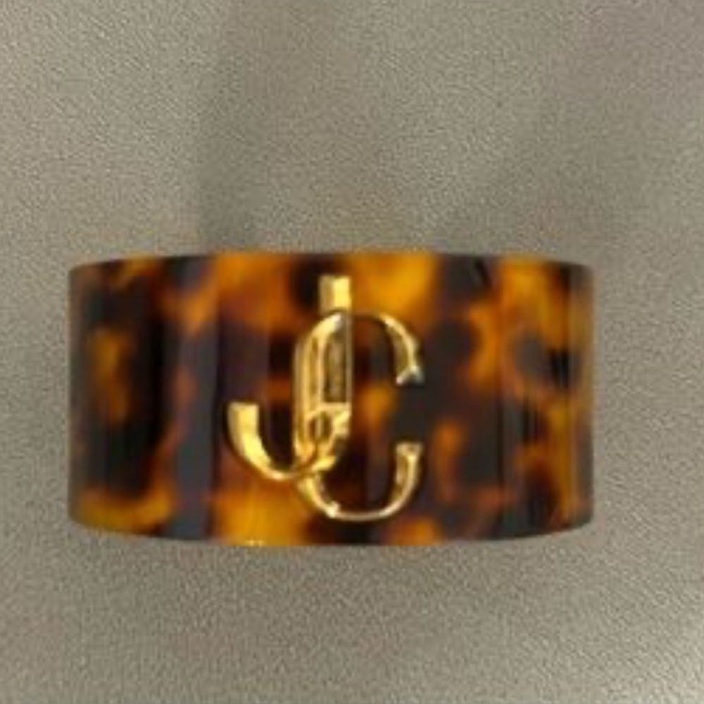 JIMMY CHOO Womens Logo Tortoiseshell cats Cuff Bracelet  (MSRP $559)